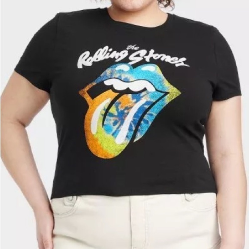 NWT The Rolling Stones Dye Black Crop